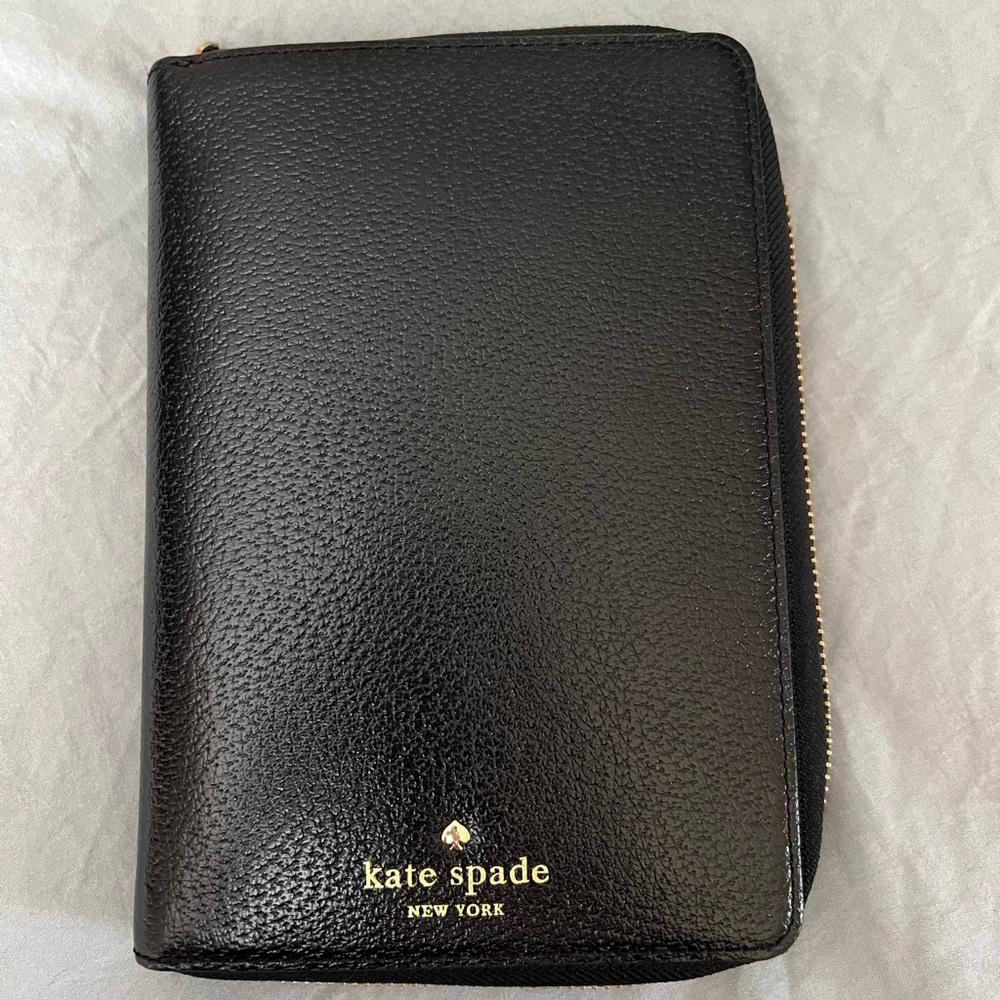 Kate Spade Black Textured planner/card holder